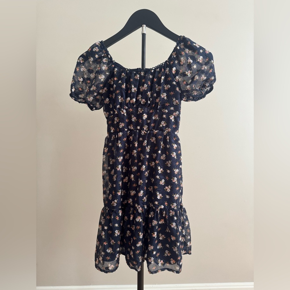 Trixxi Girl Navy Blue Floral Girls Dress Size 8